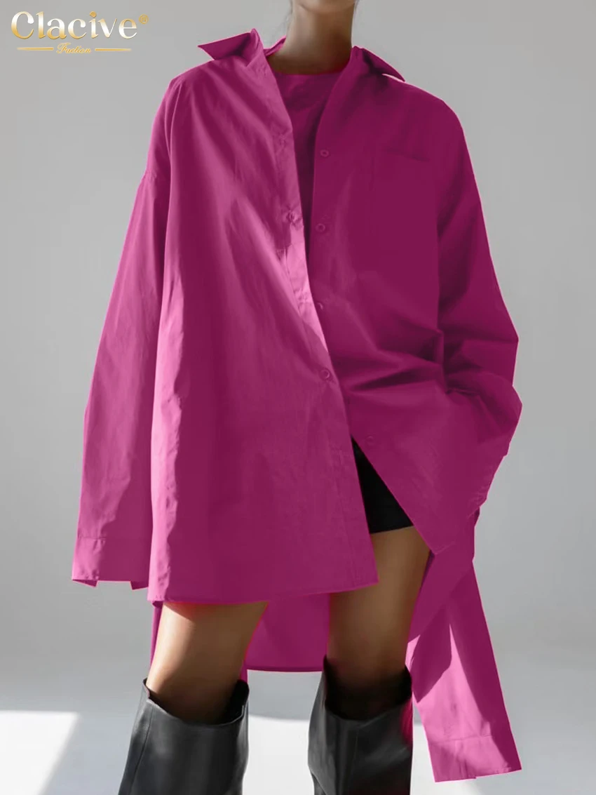 Clacive Fashion Loose Dark Pink Cotton Women's Blouse 2025 Casual Lapel Long Sleeve Shirt Elegant Classic Solid Tops Female
Clacive Fashion Loose Dark Pink Cotton Women's Blouse 2025 Casual Lapel Long Sleeve Shirt Elegant Classic Solid Tops Female