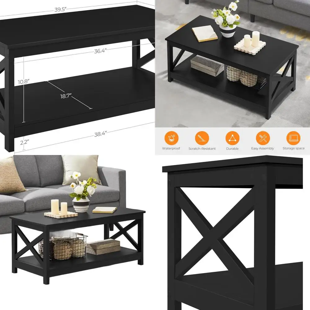 Черный двухуровневый журнальный столик с местом для хранения вещей для гостиной, коктейльный столик с акцентом в стиле X, простая сборка, 39,5 x 20 x 18
Черный двухуровневый журнальный столик с местом для хранения вещей для гостиной, коктейльный столик с акцентом в стиле X, простая сборка, 39,5 x 20 x 18