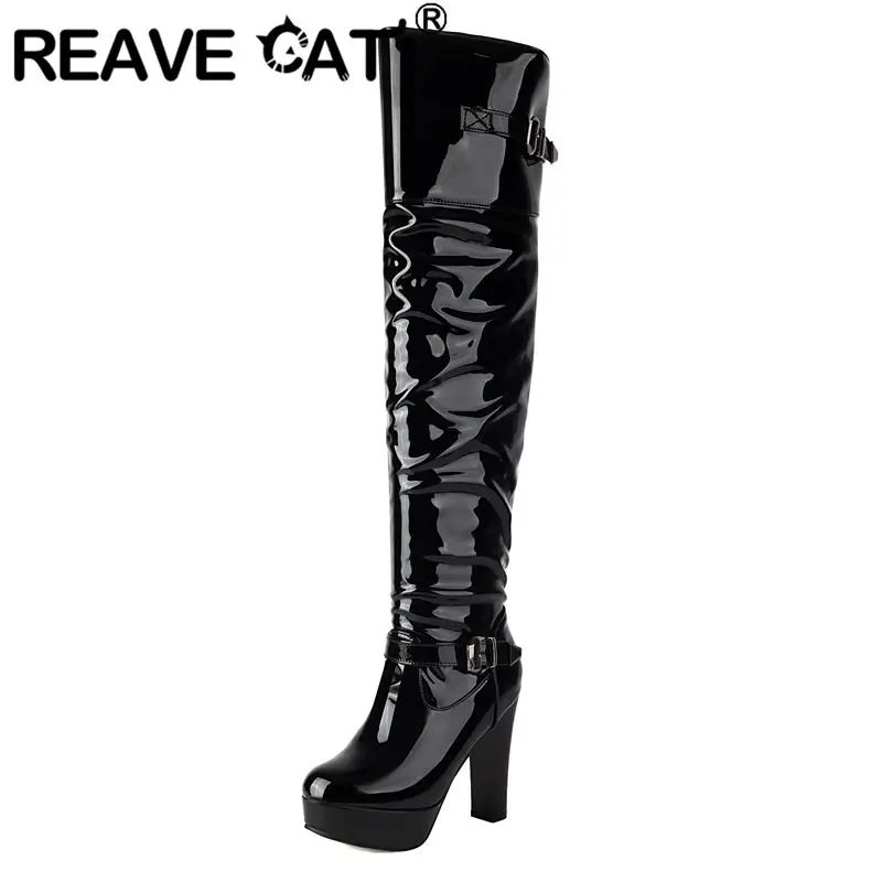 REAVE CAT пикантные блестящие женские сапоги до бедра с круглым носком, ультравысокие каблуки 11 см, платформа 3 см, пряжка ремня, метал-декор, ботильоны для вечеринок и свиданий
REAVE CAT пикантные блестящие женские сапоги до бедра с круглым носком, ультравысокие каблуки 11 см, платформа 3 см, пряжка ремня, метал-декор, ботильоны для вечеринок и свиданий