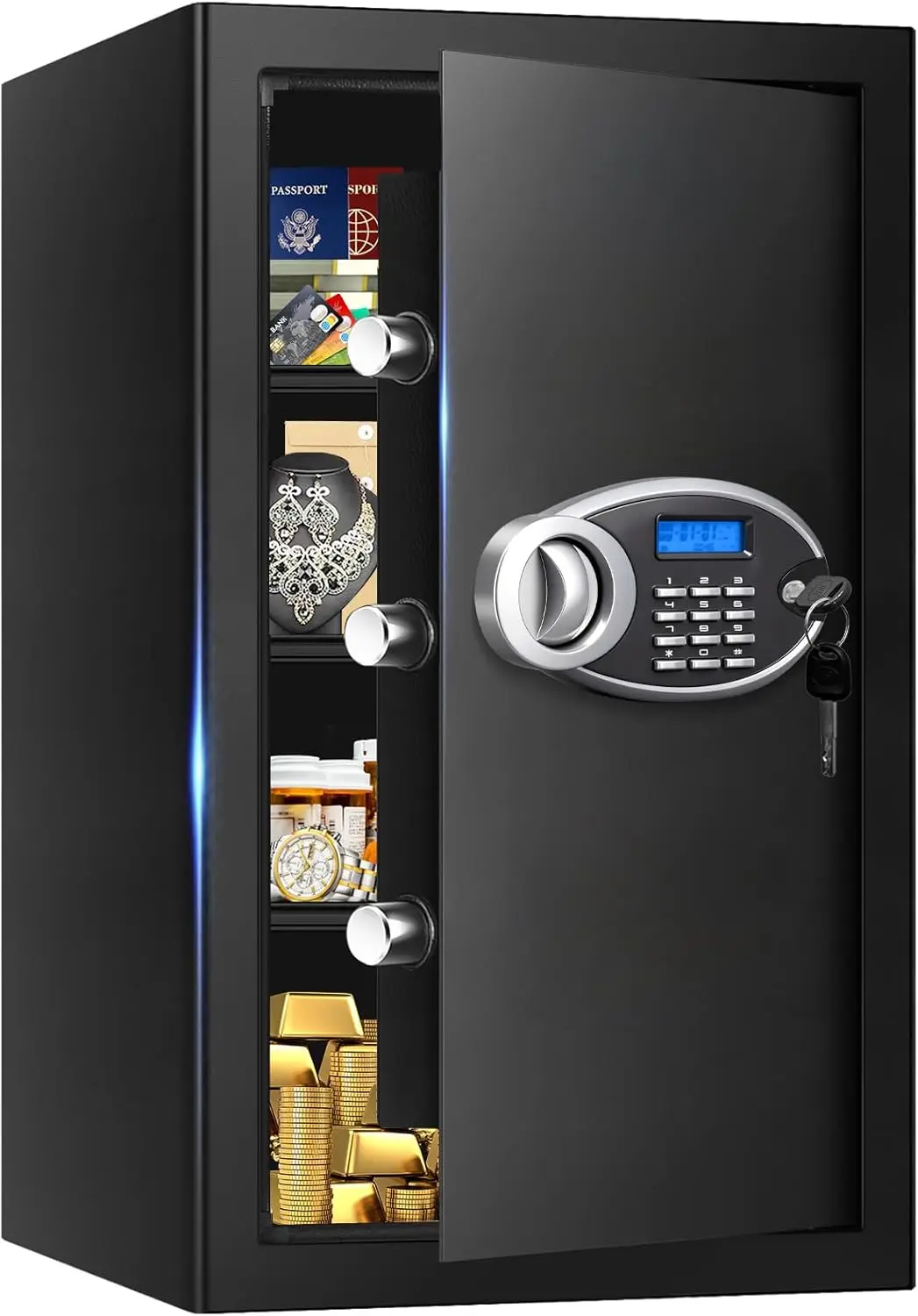 5.2 Cuft Large Fireproof Waterproof Home Safe with Keypad & Keys, Anti-Theft Security Box for Money Documents
5.2 Cuft Large Fireproof Waterproof Home Safe with Keypad & Keys, Anti-Theft Security Box for Money Documents