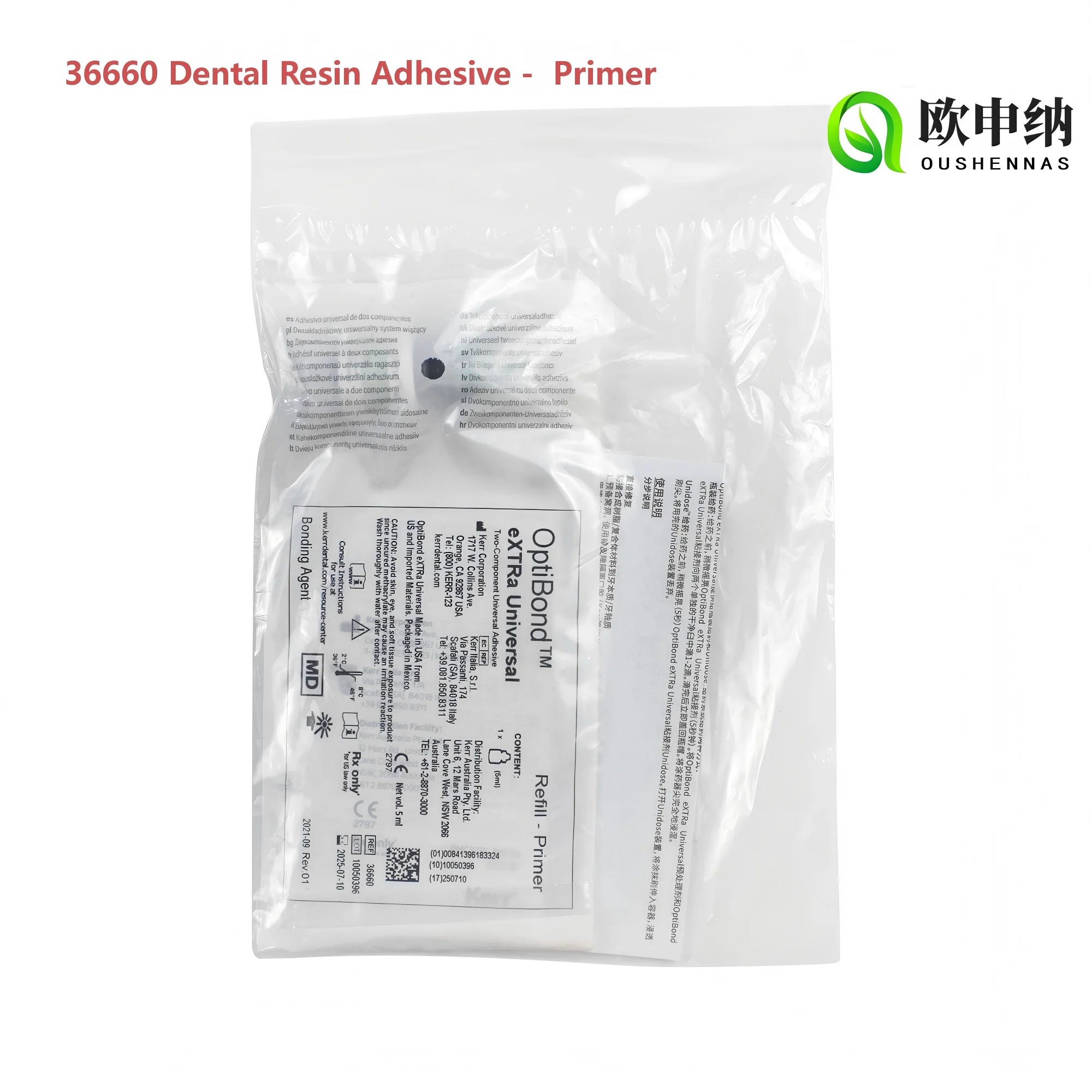 Dental Materials Bond Universal Kerr OptiBond eXTRa Dental Resin Bonding Kit (5ml Pretreatment Agent + 5ml Adhesive)
Dental Materials Bond Universal Kerr OptiBond eXTRa Dental Resin Bonding Kit (5ml Pretreatment Agent + 5ml Adhesive)