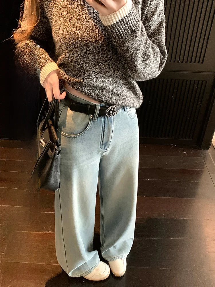 High Waist Thickened Fleece Washed Wide Leg Jeans Women's Spring Autumn Design Sense Long Pants Loose Trousers
High Waist Thickened Fleece Washed Wide Leg Jeans Women's Spring Autumn Design Sense Long Pants Loose Trousers