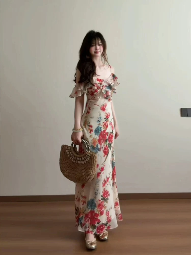 XZY Beautiful Floral Print Maxi Dress Women's Summer plus Size One Shoulder Strap Dress French Style Casual Beach Vacation Wear
XZY Beautiful Floral Print Maxi Dress Women's Summer plus Size One Shoulder Strap Dress French Style Casual Beach Vacation Wear
