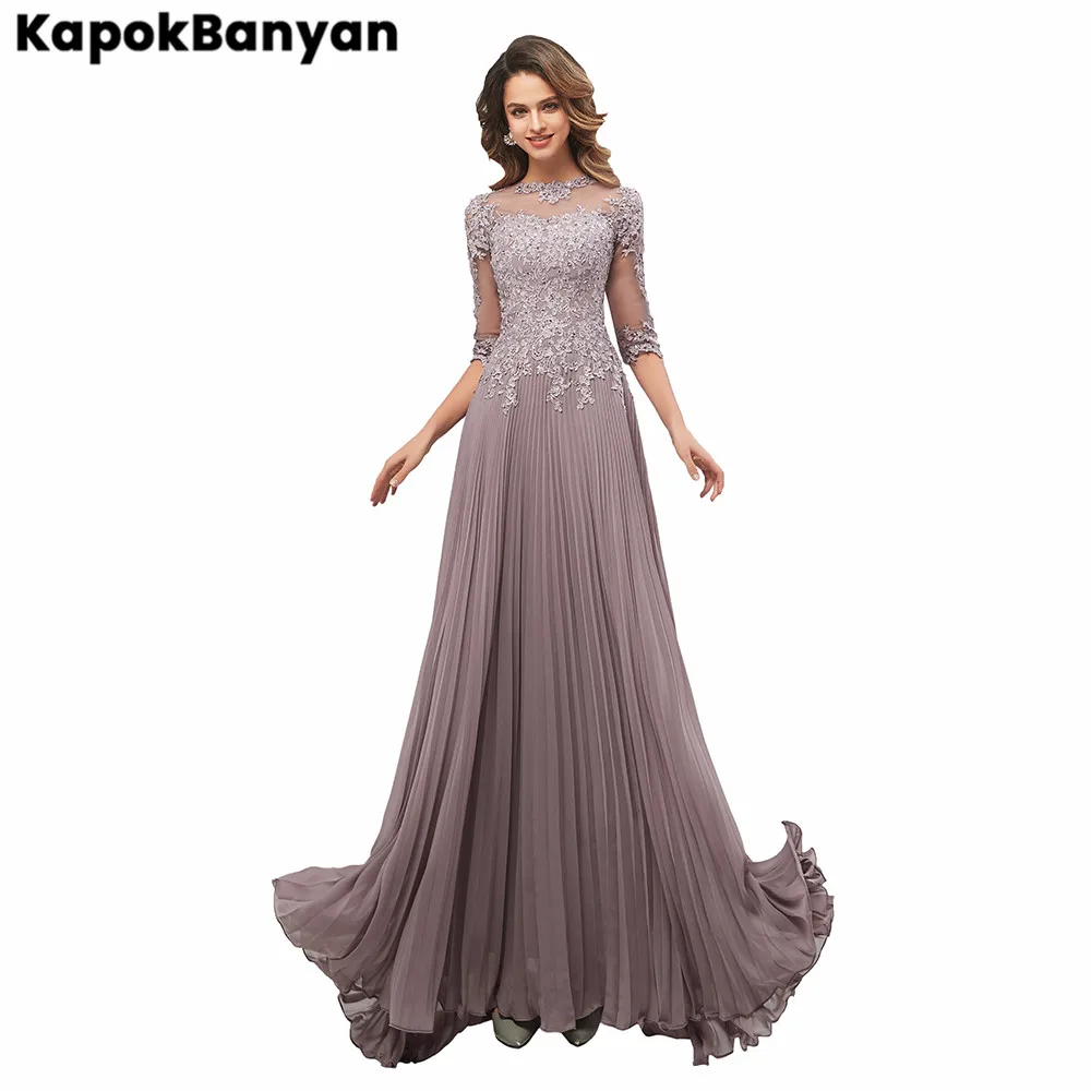 A-Line Draped Chiffon Mother of the Bride Dress Illusion Lace Half Sleeves Formal Gown Wedding Party Robe
A-Line Draped Chiffon Mother of the Bride Dress Illusion Lace Half Sleeves Formal Gown Wedding Party Robe