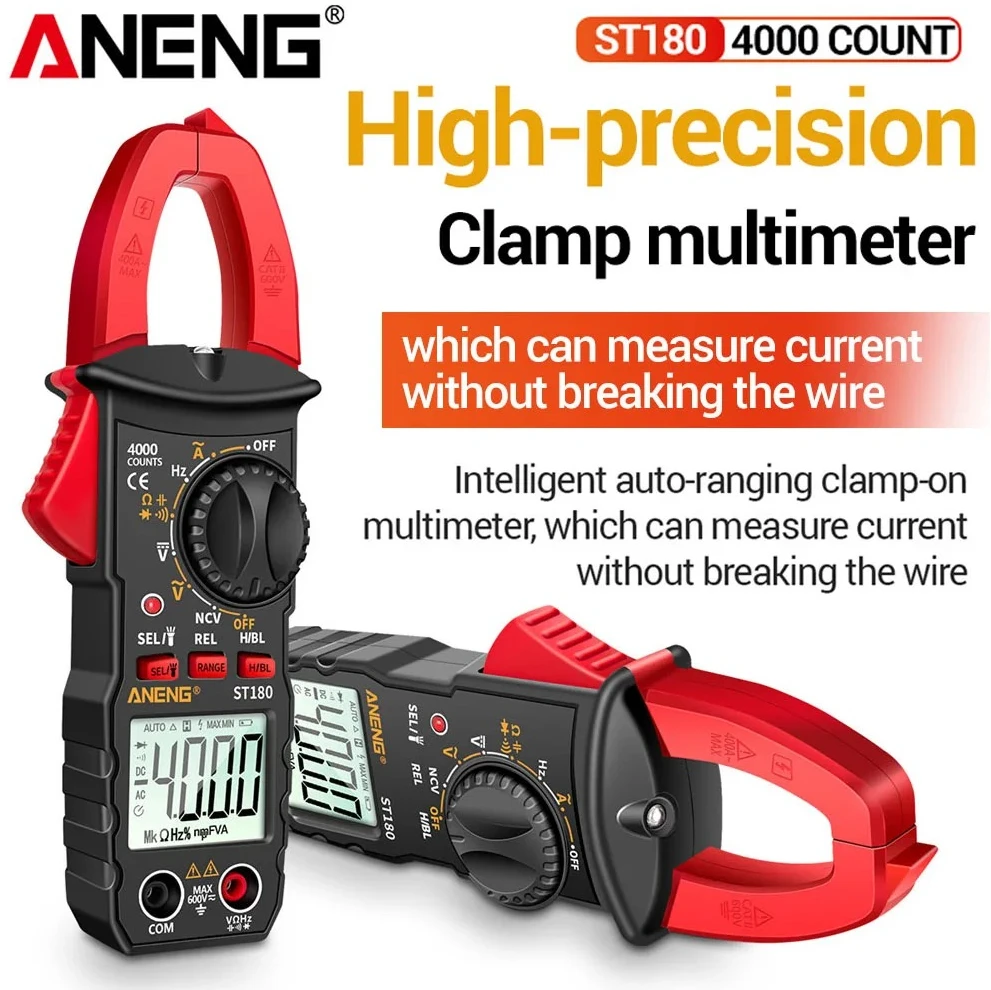 Multimeter Digital Clamp Meter Electrician Tester ANENG ST180 AC Current Ammeter Voltage Capacitance NCV Ohm Detection Tools
Multimeter Digital Clamp Meter Electrician Tester ANENG ST180 AC Current Ammeter Voltage Capacitance NCV Ohm Detection Tools