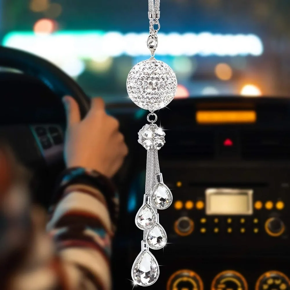 Car Bling Rearview Mirror Accessories for Women,Car Rearview Mirror Crystal Pendant
Car Bling Rearview Mirror Accessories for Women,Car Rearview Mirror Crystal Pendant