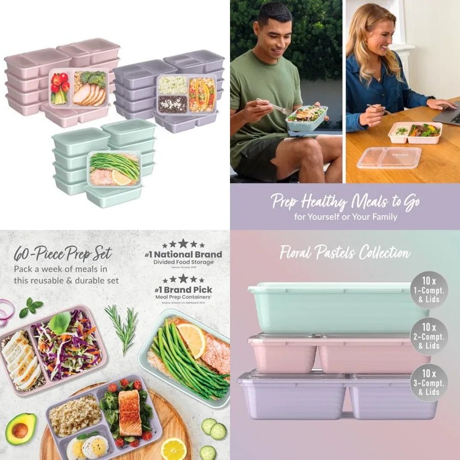 Prep 60-Piece Meal Prep Kit - Reusable PFAS and BPA-Free Food Containers, 1-Compartment, 2-Compartment, and 3-Compartments - Mi
Prep 60-Piece Meal Prep Kit - Reusable PFAS and BPA-Free Food Containers, 1-Compartment, 2-Compartment, and 3-Compartments - Mi