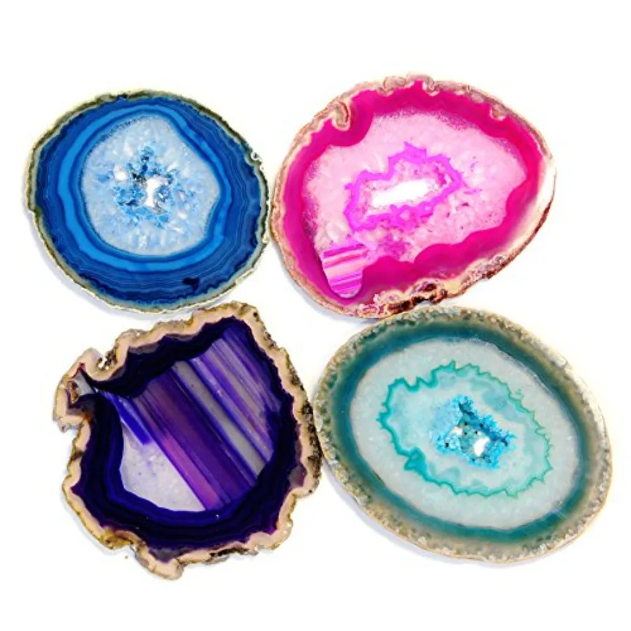 Extra Mixed Dyed Color Agate Coasters Polished Geode Coasters Sliced with Free Rubber Bumper Set of 4 Home Decoration
Extra Mixed Dyed Color Agate Coasters Polished Geode Coasters Sliced with Free Rubber Bumper Set of 4 Home Decoration