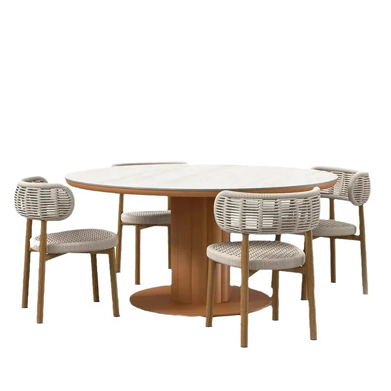 Nordic custom outdoor tables and chairs courtyard outdoor PE rattan rope dining table and chairs villa outdoor furniture
Nordic custom outdoor tables and chairs courtyard outdoor PE rattan rope dining table and chairs villa outdoor furniture