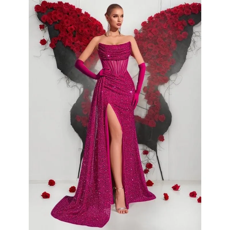 Sexy Slit Evening Gown Sparkling Sequin Dress Straight Cut Large Size Women's Dress City Walk Suitable All Year round
Sexy Slit Evening Gown Sparkling Sequin Dress Straight Cut Large Size Women's Dress City Walk Suitable All Year round