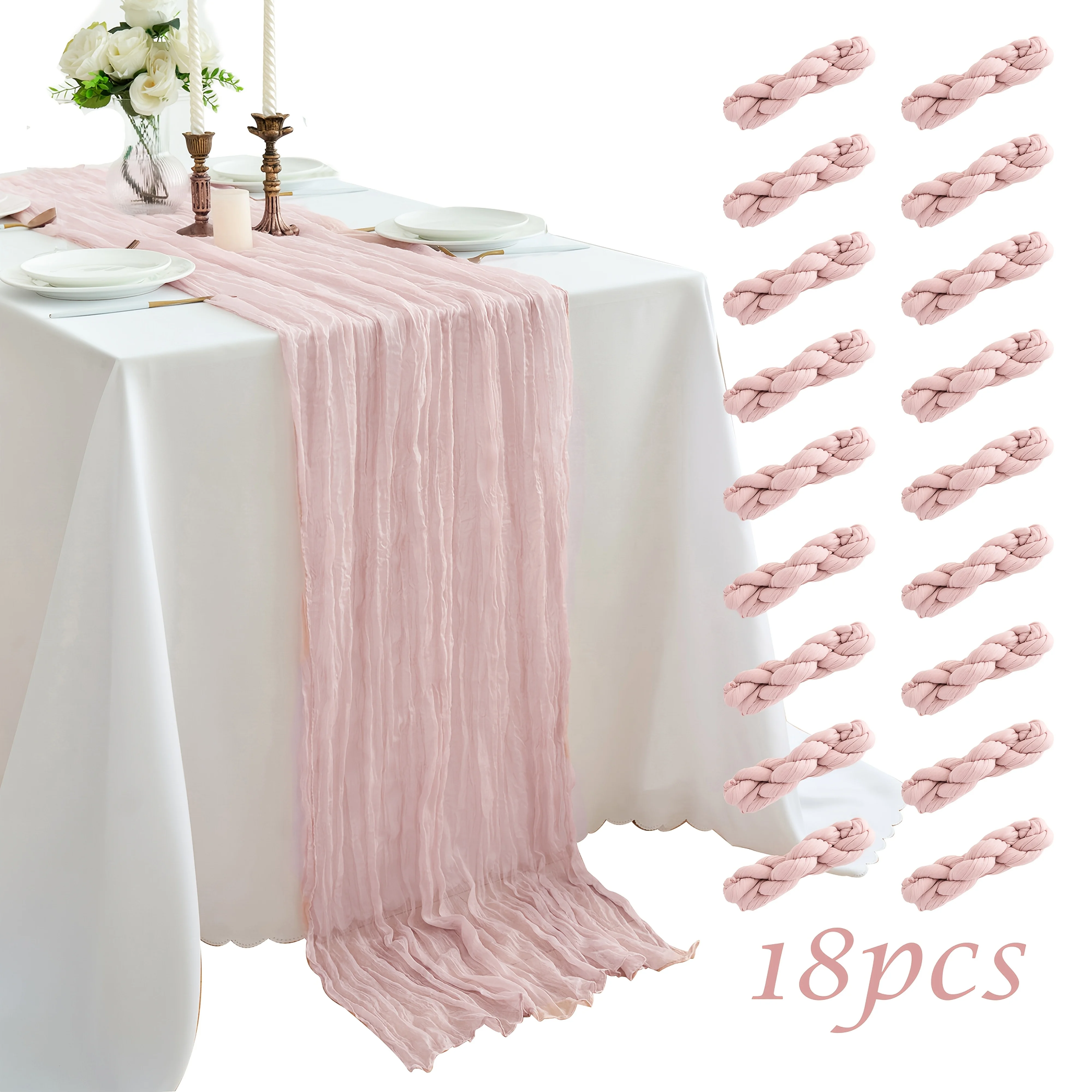 18pcs Elegant Balinese Pleated Table Runner - Solid Color Cheesecloth Fabric, Showers & Birthday Parties, Durable Party Decor, H
18pcs Elegant Balinese Pleated Table Runner - Solid Color Cheesecloth Fabric, Showers & Birthday Parties, Durable Party Decor, H