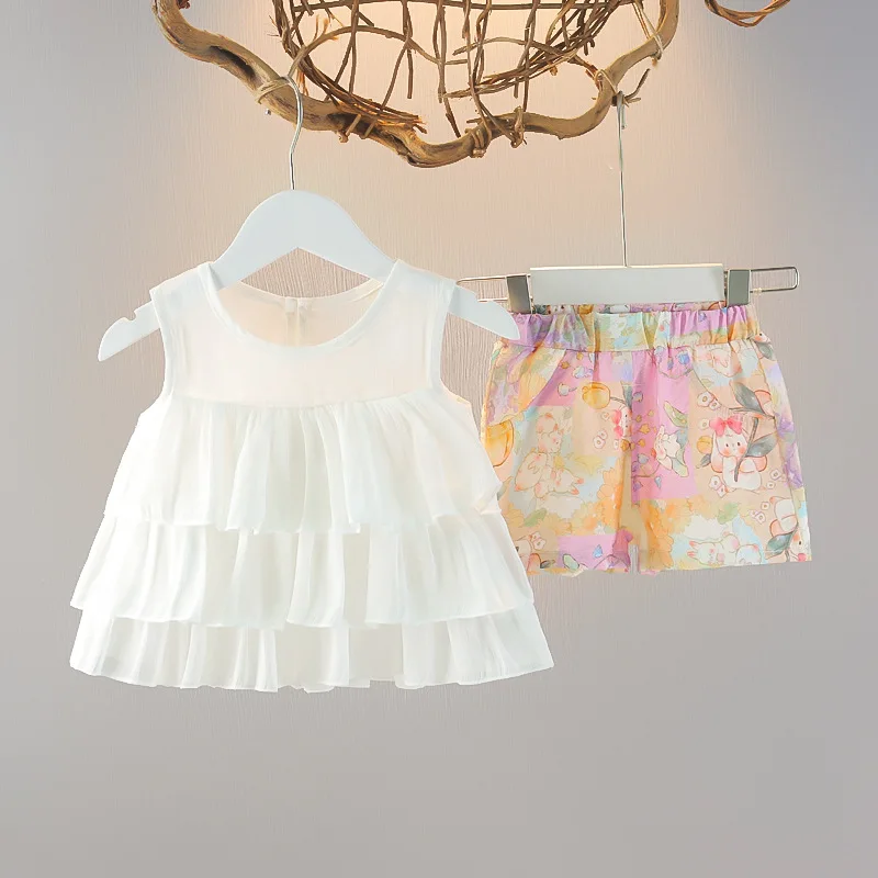 Girls' Chiffon Floral Sleeveless Doll Shirt Set Summer New Style Stylish Comfortable Breathable Top Wholesale Set for Baby Girls
Girls' Chiffon Floral Sleeveless Doll Shirt Set Summer New Style Stylish Comfortable Breathable Top Wholesale Set for Baby Girls