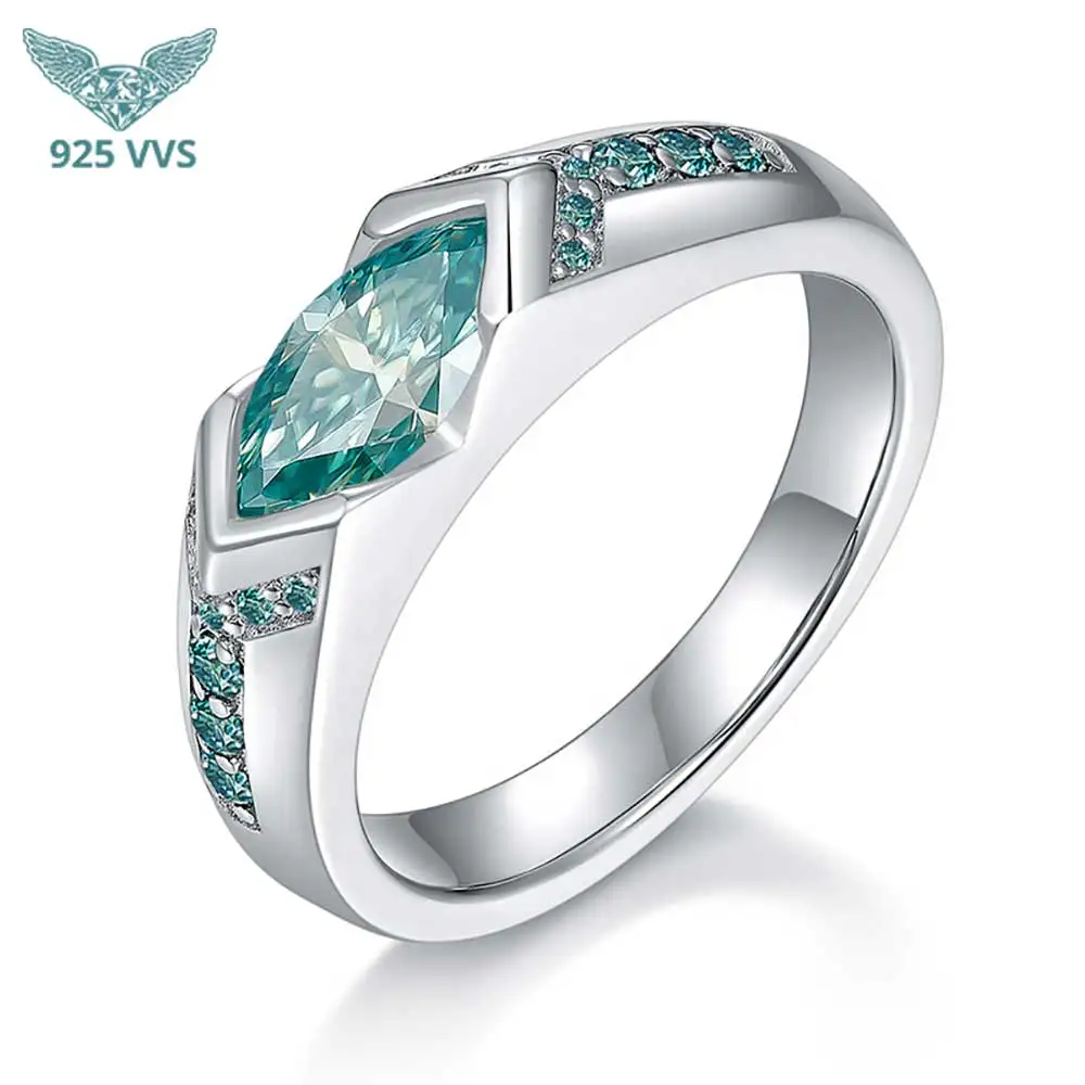 S925 VVS1 Moissanite Ring 925 Sterling Silver for Men Women Horus Lake Blue Horse Eye 5x10mm 1ct Blue Green
S925 VVS1 Moissanite Ring 925 Sterling Silver for Men Women Horus Lake Blue Horse Eye 5x10mm 1ct Blue Green