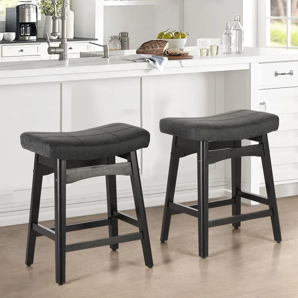 HOME Bar Stools Set of 2, Solid Wood Saddle Kitchen Stools with Black PU Leather Cushion Counter Height Barstools with Wooden
HOME Bar Stools Set of 2, Solid Wood Saddle Kitchen Stools with Black PU Leather Cushion Counter Height Barstools with Wooden