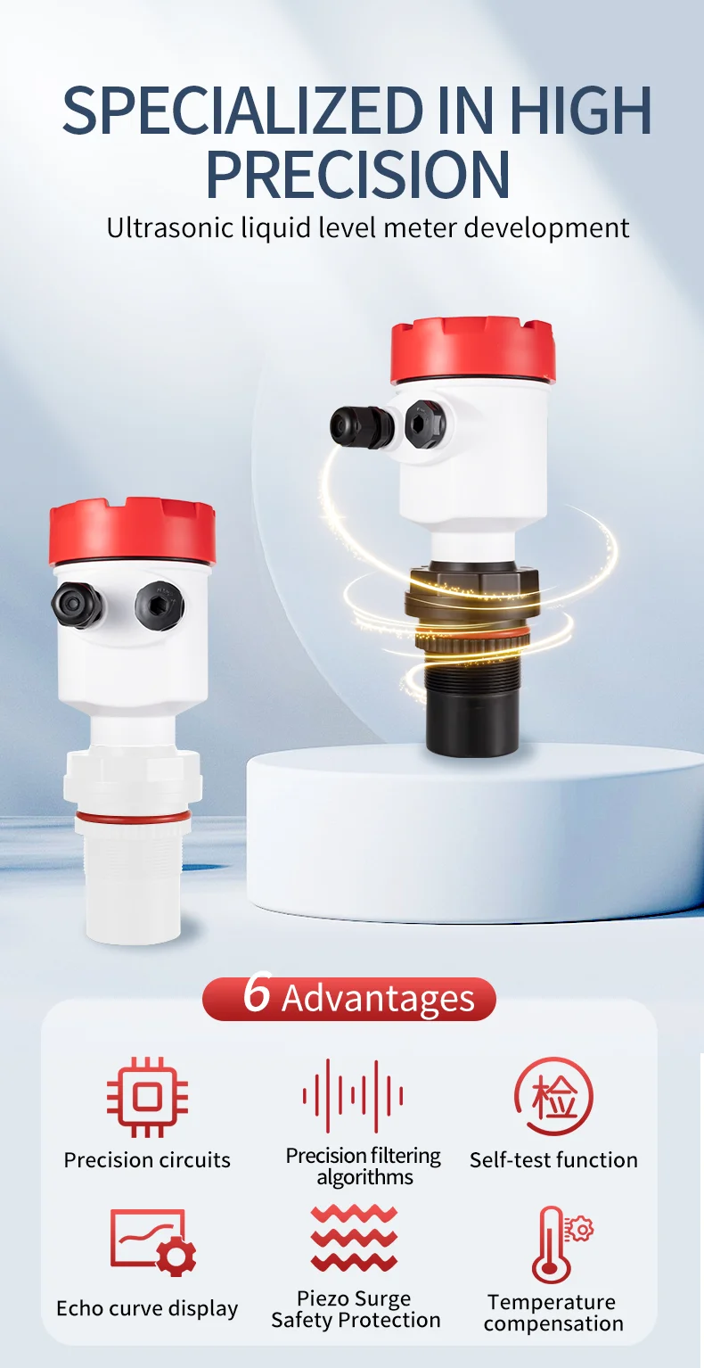 Intelligent Ultrasonic Level Transmitter 0-1m 0-2m 0-5m 0-10m Ultrasonic Level Meter 4-20mA RS485 Ultrasonic Level Sensor
Intelligent Ultrasonic Level Transmitter 0-1m 0-2m 0-5m 0-10m Ultrasonic Level Meter 4-20mA RS485 Ultrasonic Level Sensor