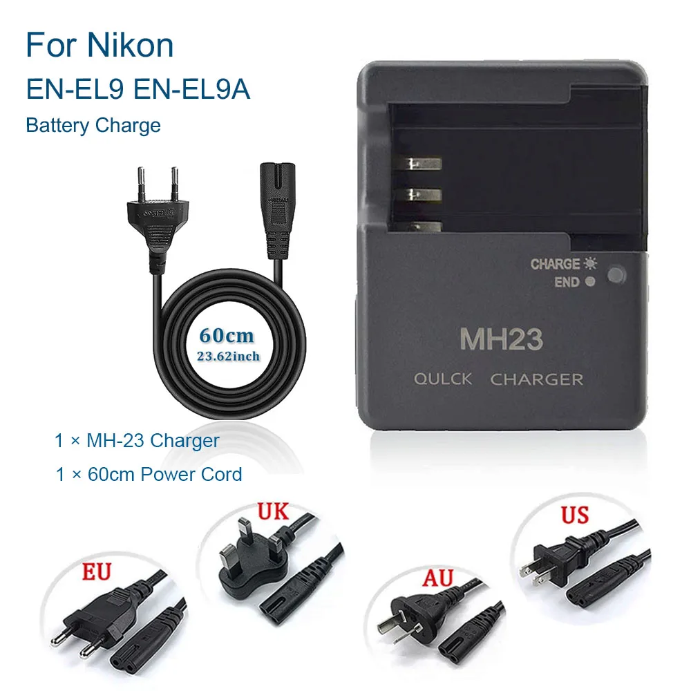 MH-23 MH23 Charger for Nikon EN-EL9 EN-EL9A L Battery D8000;D5000;D3000;D60;D40;D40X Camera MH23 ENEL9
MH-23 MH23 Charger for Nikon EN-EL9 EN-EL9A L Battery D8000;D5000;D3000;D60;D40;D40X Camera MH23 ENEL9
