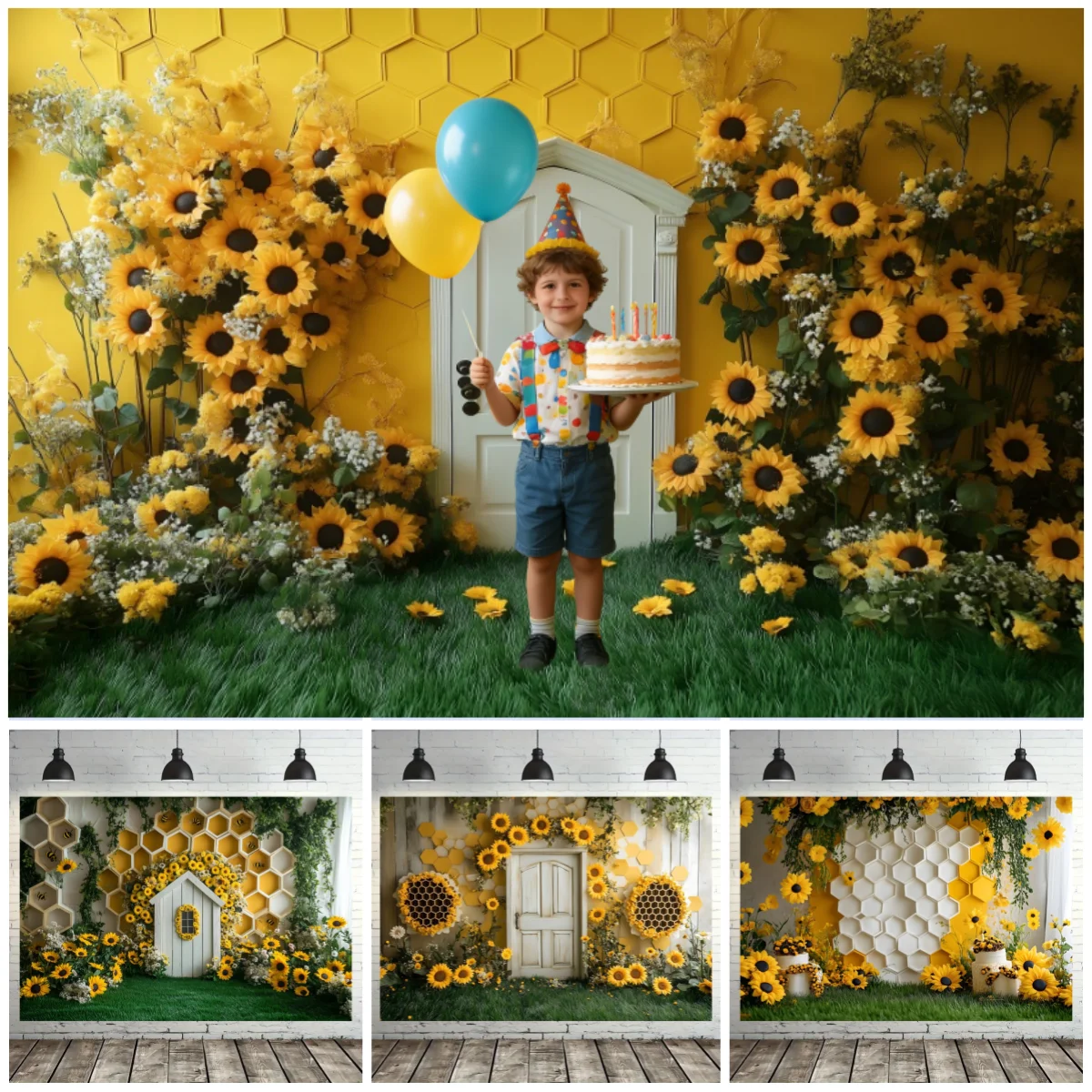 Spring Backgrounds for Photographs Honeycomb Sunflower White Cabin Decoration Newborn Baby Kids Portrait Birthday Party Backdrop
Spring Backgrounds for Photographs Honeycomb Sunflower White Cabin Decoration Newborn Baby Kids Portrait Birthday Party Backdrop