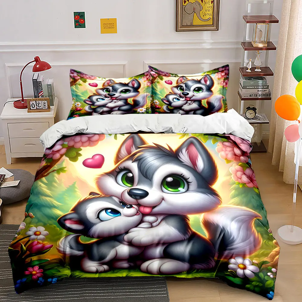 Cute wolf mother and child hugging Duvet Cover Set with 3D Printing Design Soft Polyester Bedding Set All-Season Comfort
Cute wolf mother and child hugging Duvet Cover Set with 3D Printing Design Soft Polyester Bedding Set All-Season Comfort