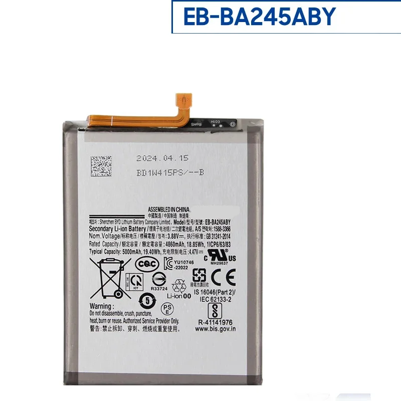 Аккумулятор для телефона EB-BA245ABY для Samsung Galaxy A24 4G A245 SM-A245F A245M A245N 
Аккумулятор для телефона EB-BA245ABY для Samsung Galaxy A24 4G A245 SM-A245F A245M A245N