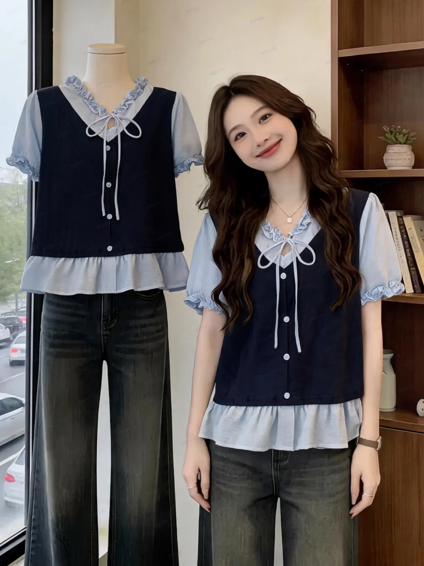 Slimming V-Neck Short Sleeve Shirt Women's Summer New Large Size Fat MM Wooden Design Base Layer Top Korean Style Commute
Slimming V-Neck Short Sleeve Shirt Women's Summer New Large Size Fat MM Wooden Design Base Layer Top Korean Style Commute