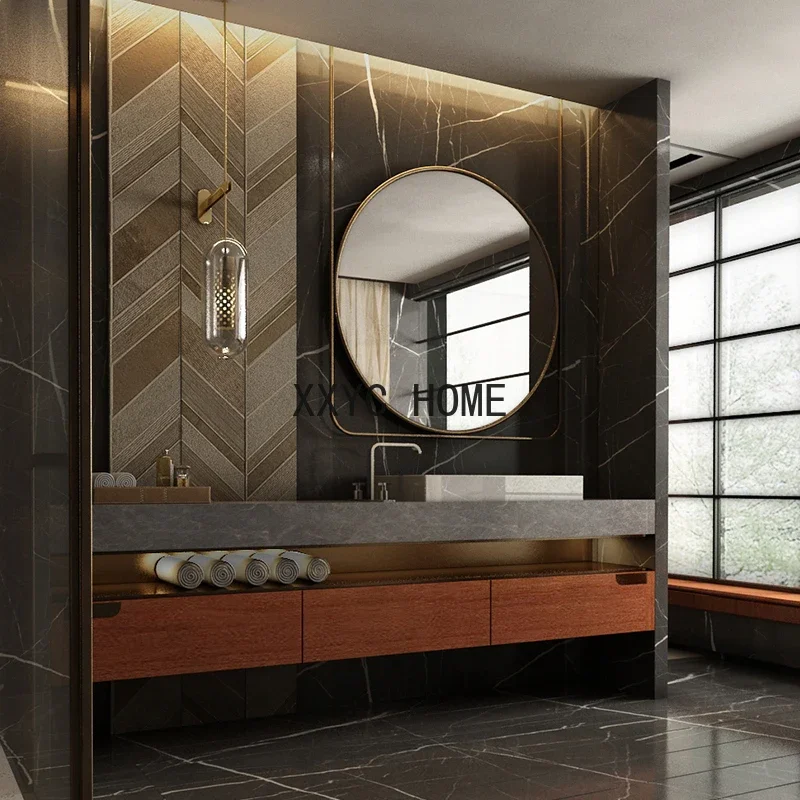 Минималистичный умывальник из каменной плиты, современный светильник, роскошный шкаф для ванной комнаты из цельного дерева, комбинированный шкаф для ванной комнаты, умная сетка, красный дизайнер
Минималистичный умывальник из каменной плиты, современный светильник, роскошный шкаф для ванной комнаты из цельного дерева, комбинированный шкаф для ванной комнаты, умная сетка, красный дизайнер