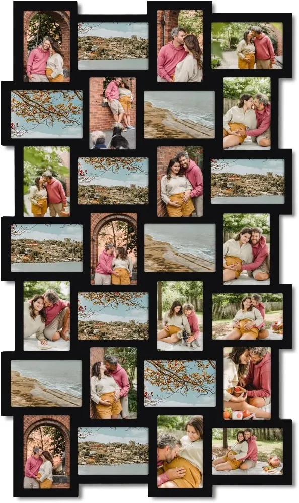 Adeco PF0553 Black Wood Wall Hanging Picture Photo Frame Collage 4x6, Basket-Weave Design, 28 Openings
Adeco PF0553 Black Wood Wall Hanging Picture Photo Frame Collage 4x6, Basket-Weave Design, 28 Openings