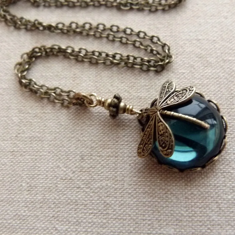 Vintage Bronze Color Dragonfly Women Necklaces and Pendants Carving Blue Stone Accessories
Vintage Bronze Color Dragonfly Women Necklaces and Pendants Carving Blue Stone Accessories