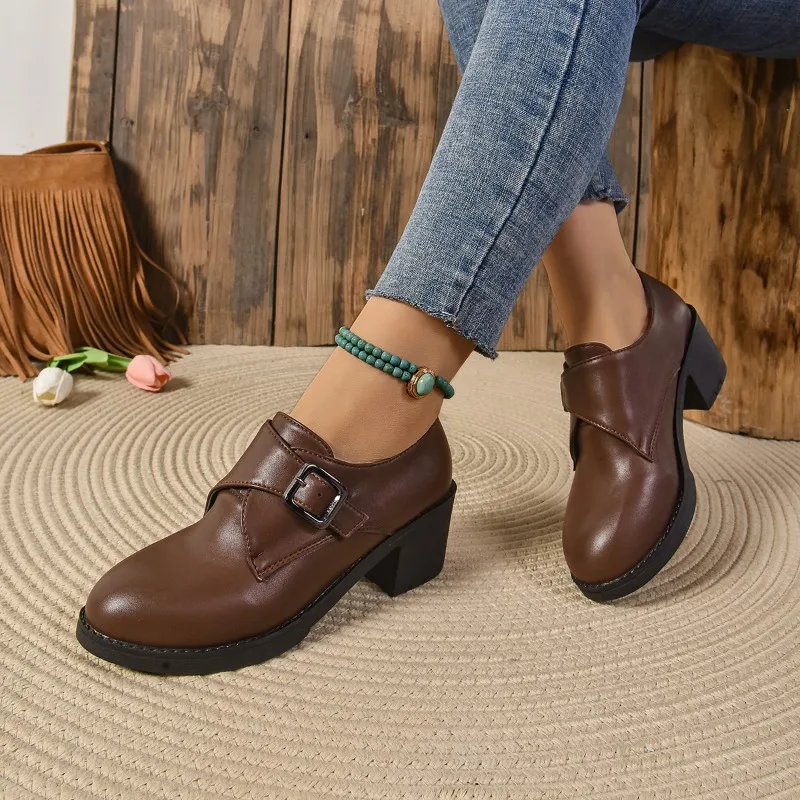 Новые женские туфли на высоком каблуке, осень 2023, новые туфли-лодочки в стиле ретро, коричневые женские туфли на толстом каблуке, повседневные коричневые туфли
Новые женские туфли на высоком каблуке, осень 2023, новые туфли-лодочки в стиле ретро, коричневые женские туфли на толстом каблуке, повседневные коричневые туфли