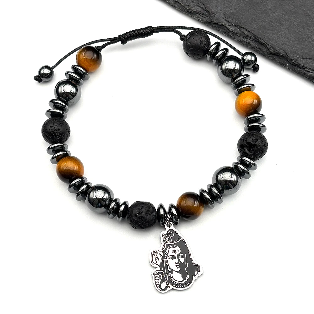 India Shiva Tiger Eye Stone Bracelet For Women Men Stainless Steel Religion Adjustable Healing Hand Chain Jewelry Gifts
India Shiva Tiger Eye Stone Bracelet For Women Men Stainless Steel Religion Adjustable Healing Hand Chain Jewelry Gifts
