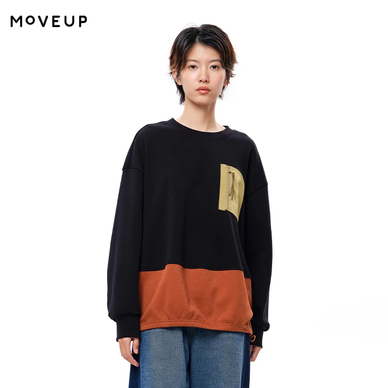 MOVEUP Long Sleeved Round Neck Sweatshirt Winter Zipper Pocket Color Blocking Splicing Drawstring Hem Women's Top 3EWD11462
MOVEUP Long Sleeved Round Neck Sweatshirt Winter Zipper Pocket Color Blocking Splicing Drawstring Hem Women's Top 3EWD11462