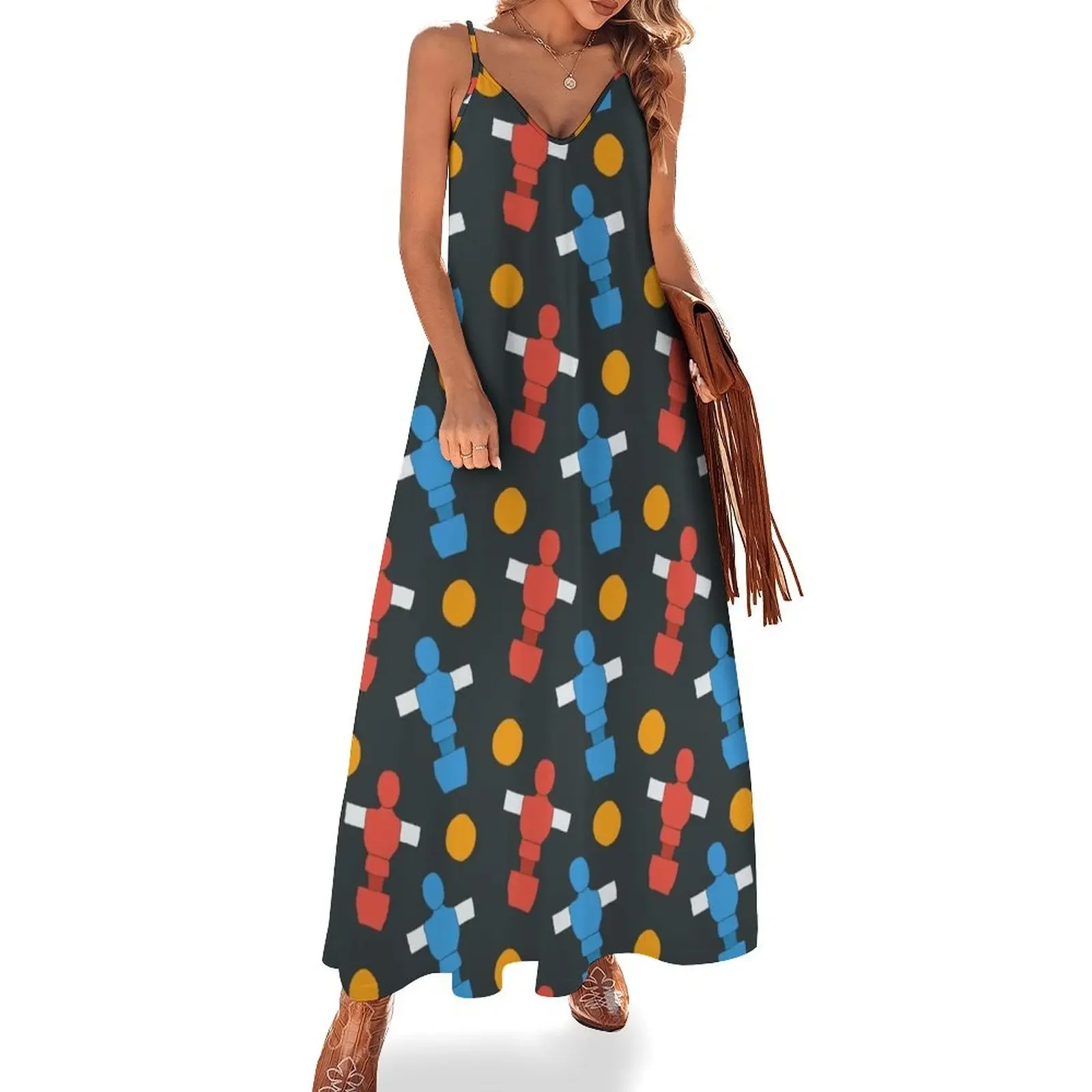 Pattern with table football players and ball Sleeveless Dress Dress vintage beach dress
Pattern with table football players and ball Sleeveless Dress Dress vintage beach dress