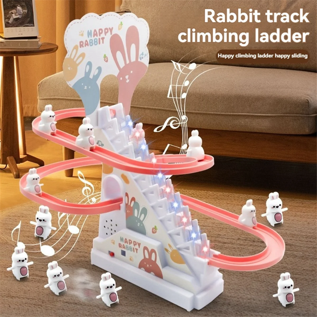 ABKM Bunny Climbing Stairs Track Automatic Slide Macey Bunny Climbing Stairs Children'S Toy, with Music
ABKM Bunny Climbing Stairs Track Automatic Slide Macey Bunny Climbing Stairs Children'S Toy, with Music
