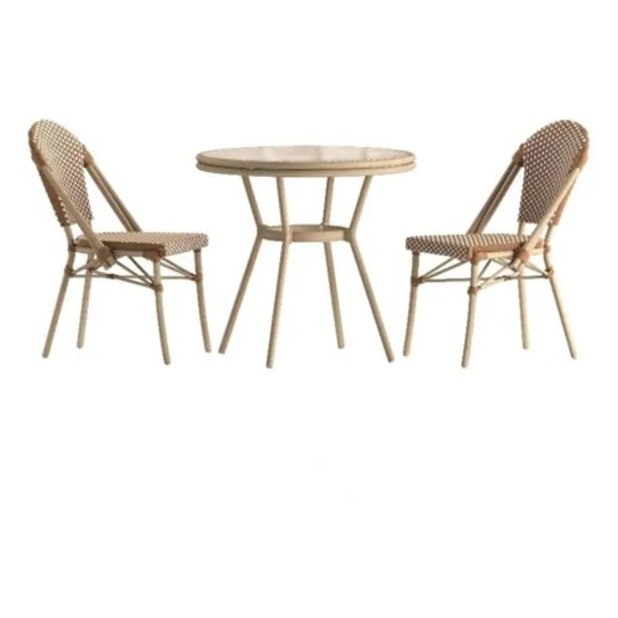 Indoor/Outdoor Bistro Set, Table and 2 Chairs, Natural/White PE Rattan, Bamboo Print Aluminum Frames, Tempered Glass Table Top,
Indoor/Outdoor Bistro Set, Table and 2 Chairs, Natural/White PE Rattan, Bamboo Print Aluminum Frames, Tempered Glass Table Top,