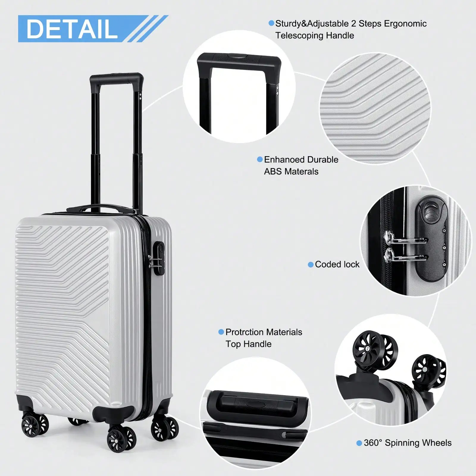 20-Inch Lightweight Hardshell ABS Carry-On Luggage - 4 Colors, TSA Lock & Smooth Wheels, Perfect For Business Travel & Trips
20-Inch Lightweight Hardshell ABS Carry-On Luggage - 4 Colors, TSA Lock & Smooth Wheels, Perfect For Business Travel & Trips
