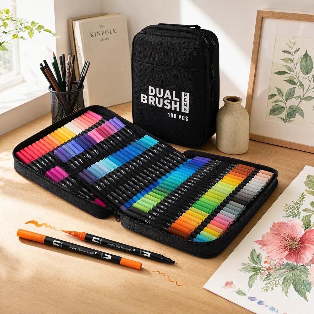 Markers for Adult Coloring Books, 168 Color Dual Tip Fine & Brush Pens Water-Based Coloring Marker for Adults Drawing Sketching Bullet Journal Writing Lettering No bleeding
Markers for Adult Coloring Books, 168 Color Dual Tip Fine & Brush Pens Water-Based Coloring Marker for Adults Drawing Sketching Bullet Journal Writing Lettering No bleeding
