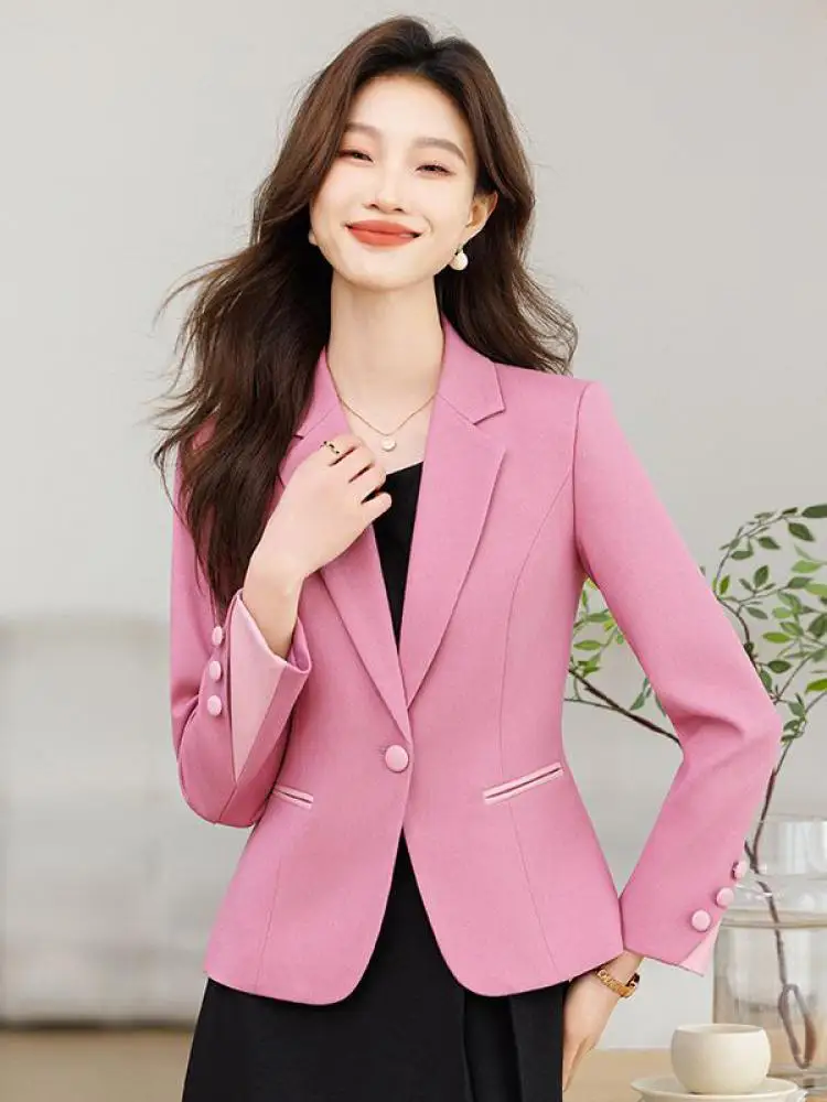 Korean Fashion Women Pink Elegant Long Sleeves Office Cardigan Blazer Tops Spring Autumn Red Work One Button Blazer Coat Popular
Korean Fashion Women Pink Elegant Long Sleeves Office Cardigan Blazer Tops Spring Autumn Red Work One Button Blazer Coat Popular