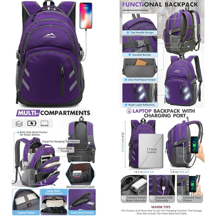 Extra Large Backpack Bookbag for College Laptop Travel, Fit Laptop Up to with USB Charging Port Multi Compartment Anti theft, G
Extra Large Backpack Bookbag for College Laptop Travel, Fit Laptop Up to with USB Charging Port Multi Compartment Anti theft, G