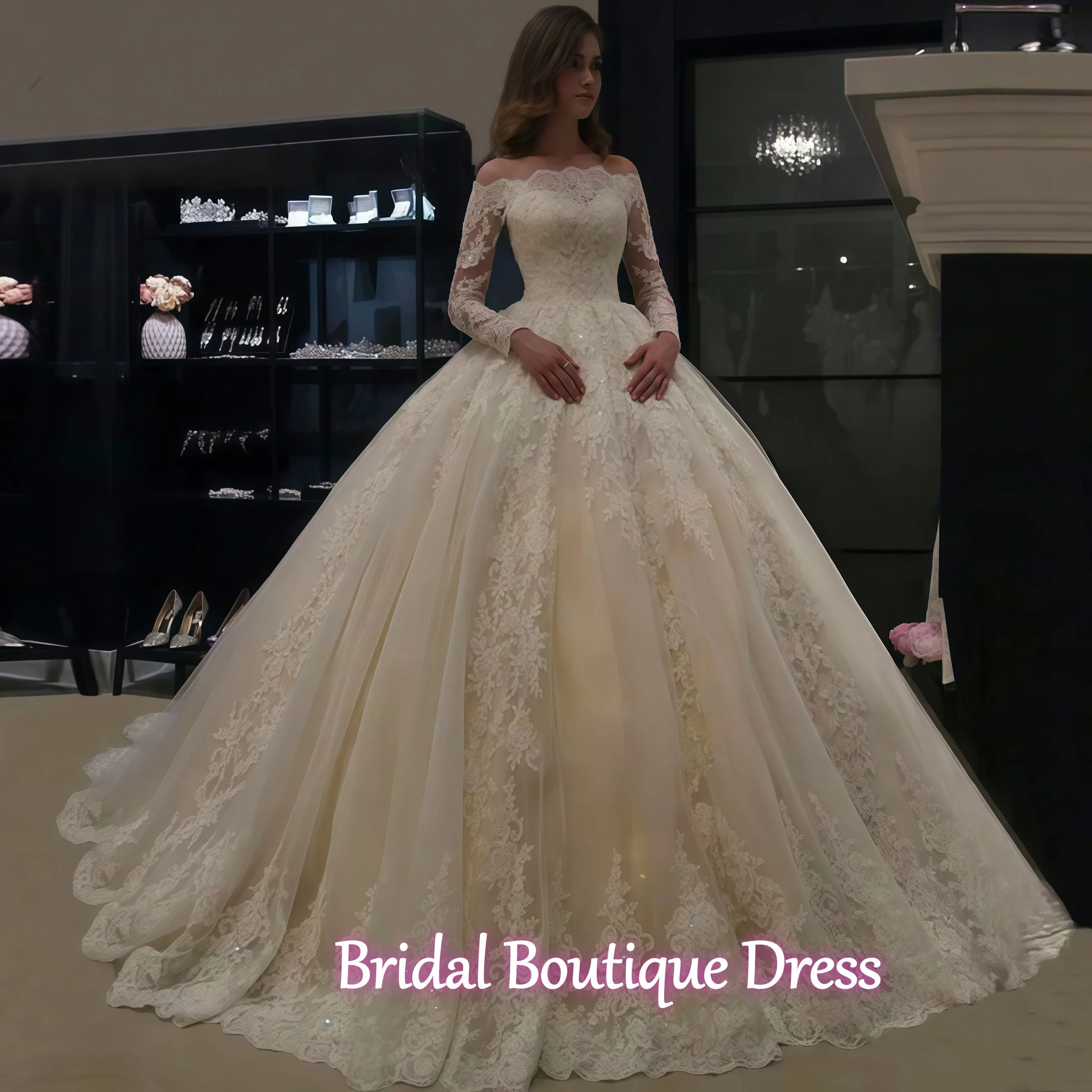 Customized Ball Gown Lace Applique Wedding Dresses 2026 Long Sleeve Wedding Gowns Boat Neck Beaded Bride robe de mariee
Customized Ball Gown Lace Applique Wedding Dresses 2026 Long Sleeve Wedding Gowns Boat Neck Beaded Bride robe de mariee