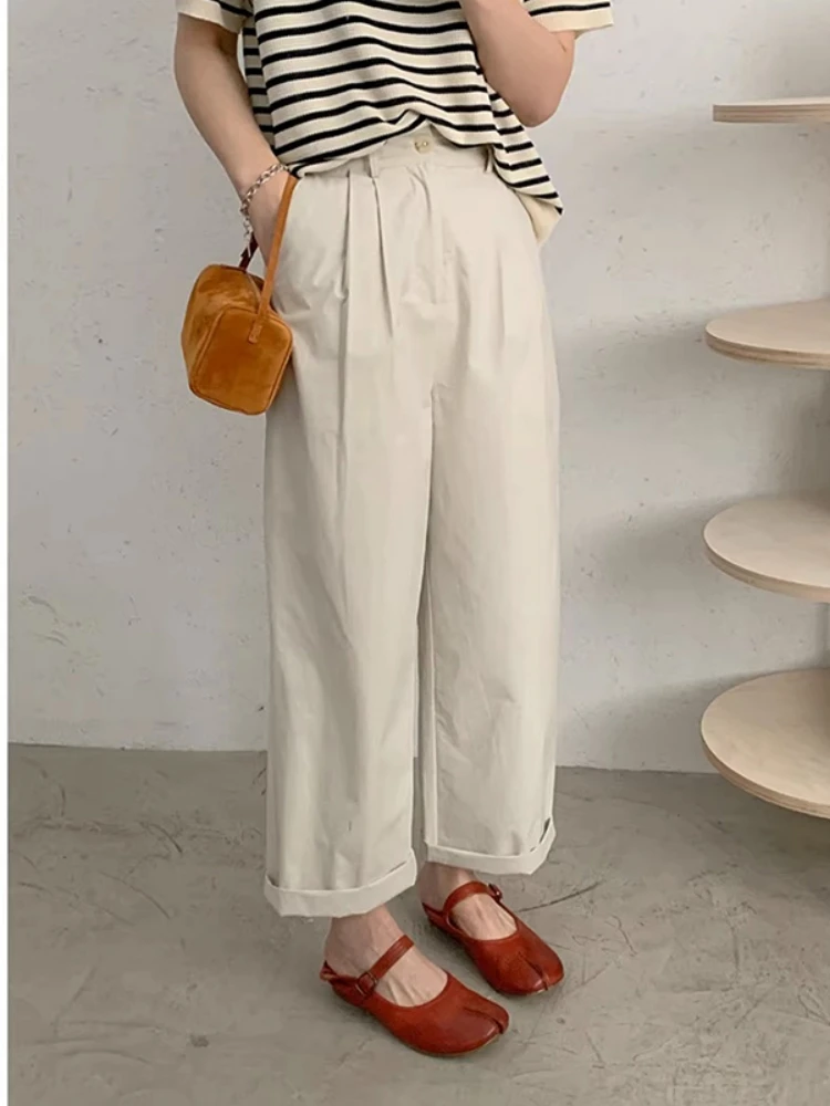 ZHSILAO New Wide Leg Straight Pants Women Vintage Casual Elastic Waist Ankle-length Trousers Summer 2023
ZHSILAO New Wide Leg Straight Pants Women Vintage Casual Elastic Waist Ankle-length Trousers Summer 2023