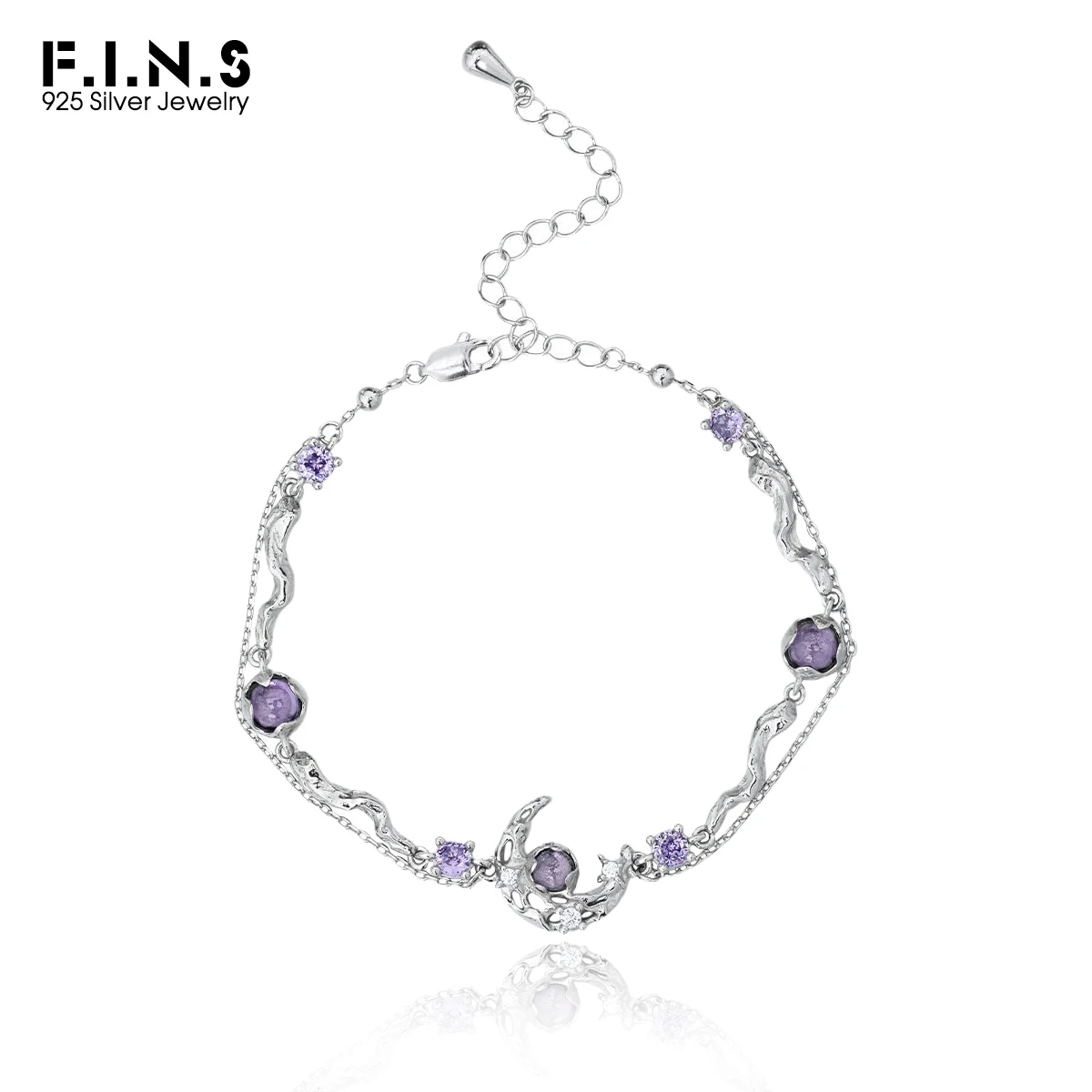 F.I.N.S Эстетический шикарный браслет из стерлингового серебра S925 для женщин, минималистичный нерегулярный многослойный браслет с фиолетовой луной, ювелирные изделия для рук 
F.I.N.S Эстетический шикарный браслет из стерлингового серебра S925 для женщин, минималистичный нерегулярный многослойный браслет с фиолетовой луной, ювелирные изделия для рук