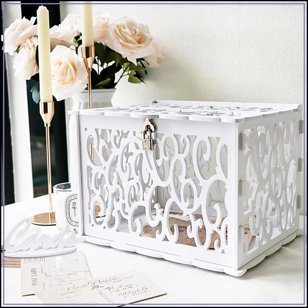 DIY White Wedding Card Box with Lock, Graduation Card Box for Weddings, Baby Showers, Birthdays
DIY White Wedding Card Box with Lock, Graduation Card Box for Weddings, Baby Showers, Birthdays