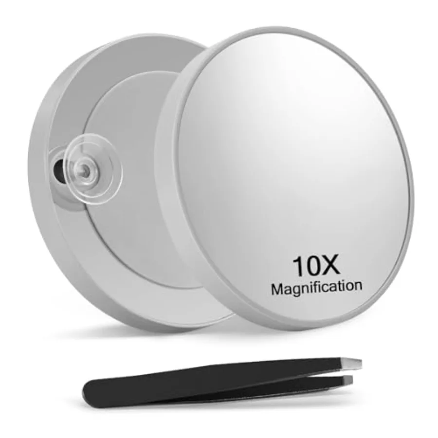 10X Magnifying Mirror with 2 Suction Cups, 3.5 Inch Magnified Makeup Mirror and Slant Tweezers, Grey, 1PC
10X Magnifying Mirror with 2 Suction Cups, 3.5 Inch Magnified Makeup Mirror and Slant Tweezers, Grey, 1PC