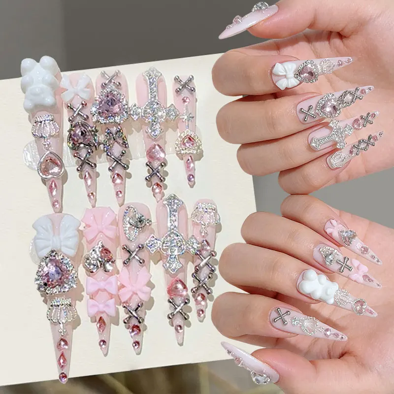 10pcs Y2K Pink Cute Long Handmade Press on Nail Patches Full Cover 3D Bowknots Love Heart Pearl Design Detachable Fake Nail Tips
10pcs Y2K Pink Cute Long Handmade Press on Nail Patches Full Cover 3D Bowknots Love Heart Pearl Design Detachable Fake Nail Tips