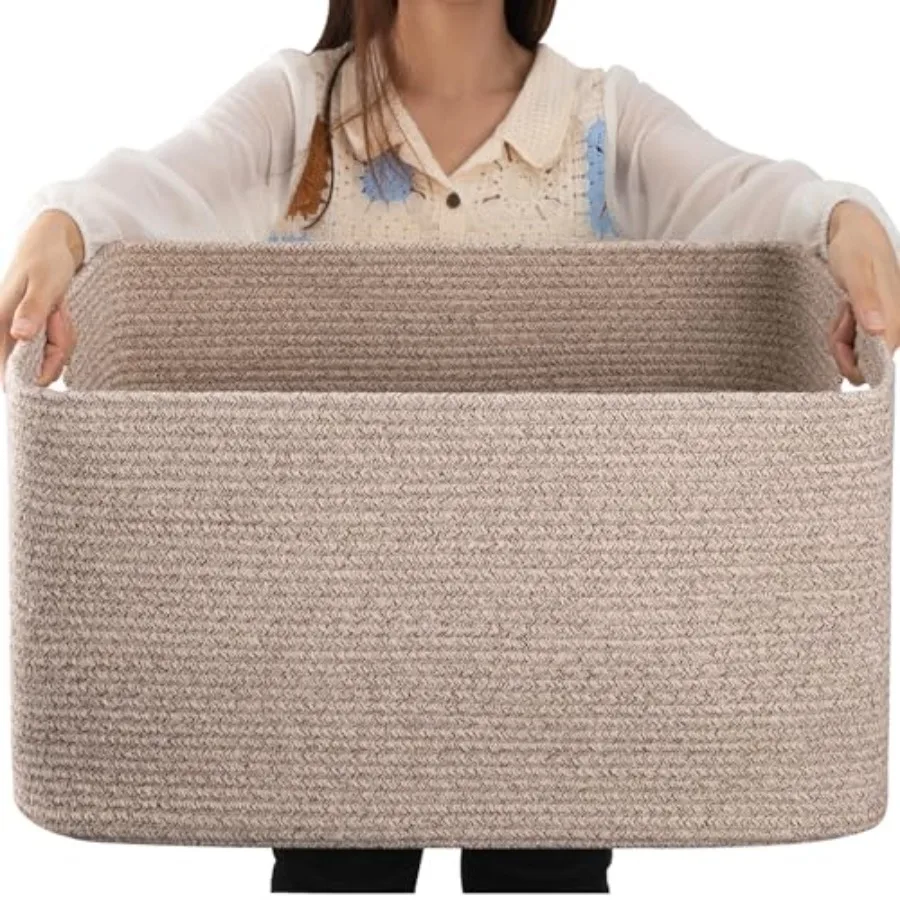 75L Large Woven Cotton Rope Storage Basket with Handle for Organizing Blanket and Toys for Living Room Nursery Brown Variegated
75L Large Woven Cotton Rope Storage Basket with Handle for Organizing Blanket and Toys for Living Room Nursery Brown Variegated