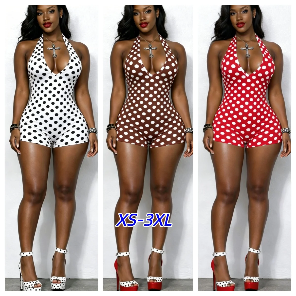 Polka Dot Retro Playsuit for Women Rompers Y2K Club Party Halter V-neck Backless Skinny One Pieces Jumpsuit Combishort Femme
Polka Dot Retro Playsuit for Women Rompers Y2K Club Party Halter V-neck Backless Skinny One Pieces Jumpsuit Combishort Femme