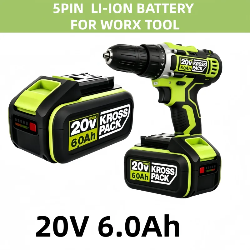 Genuine Worx Replacement New battery,20V 6.0Ah/8.0Ah for WORX power tool series compatible with WA3016 WA3023 WA3054 WA3027
Genuine Worx Replacement New battery,20V 6.0Ah/8.0Ah for WORX power tool series compatible with WA3016 WA3023 WA3054 WA3027