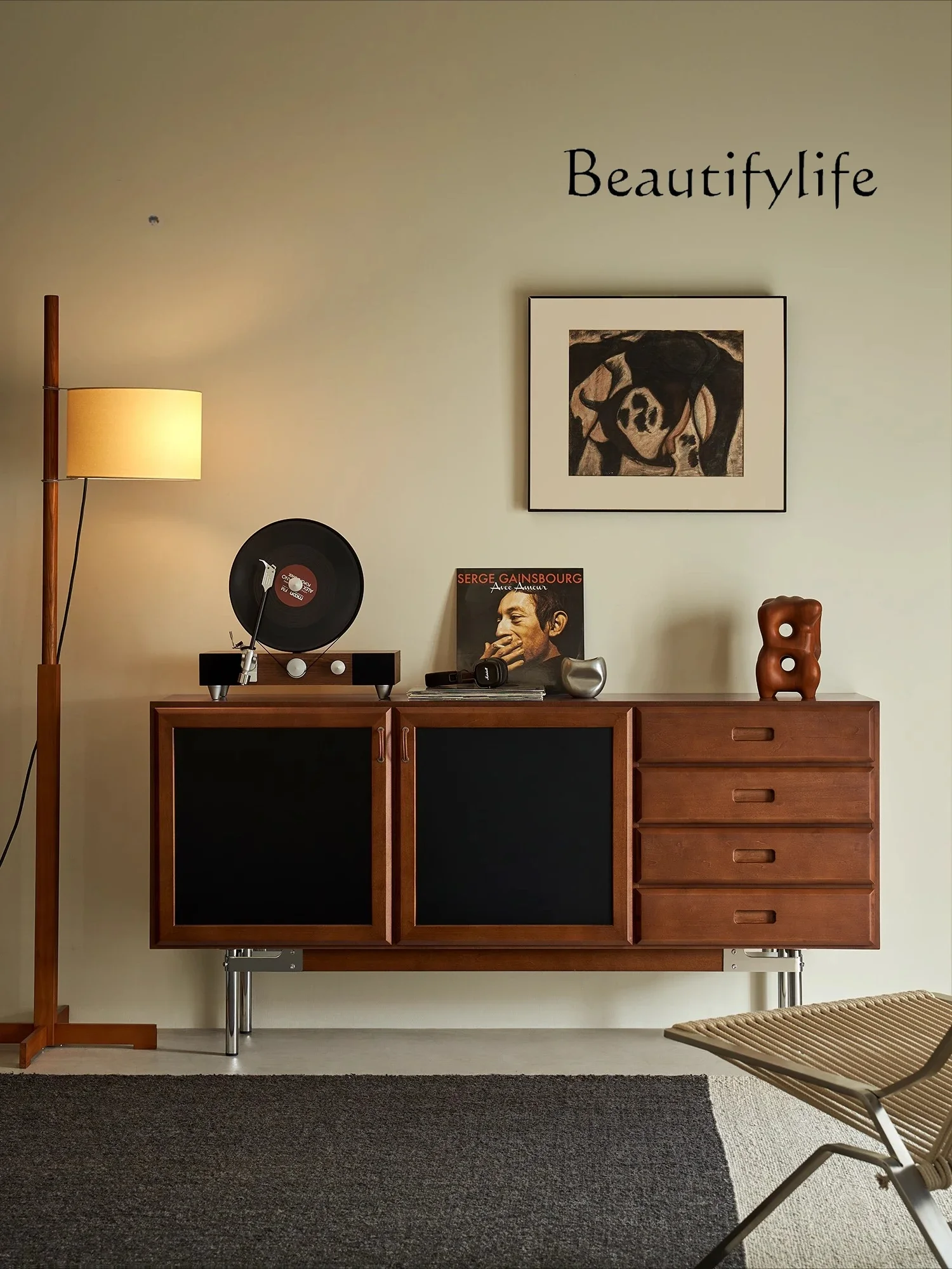 LX/Model side cabinet solid wood retro Nordic home storage storage living room antique chestSSS
LX/Model side cabinet solid wood retro Nordic home storage storage living room antique chestSSS