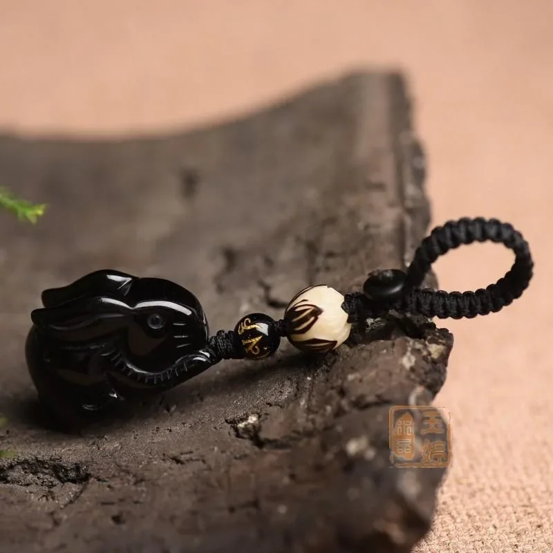 Customization Natural Obsidian Rabbit DIY Phone Chain Key Ring Jewellery Fashion Accessories Hand-Carved Man Woman Amulet
Customization Natural Obsidian Rabbit DIY Phone Chain Key Ring Jewellery Fashion Accessories Hand-Carved Man Woman Amulet