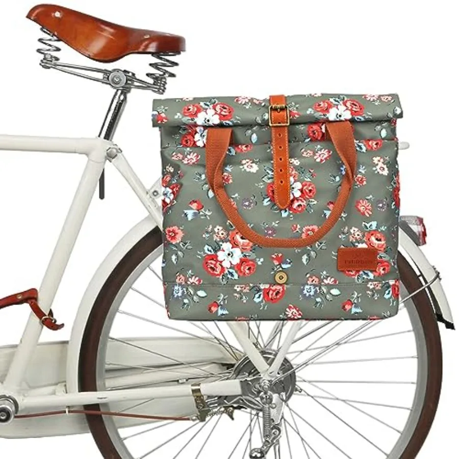 Canvas bike bag for bicycle rear rack pannier roll-top tote with shoulder strap, durable canvas material, black color, water-re
Canvas bike bag for bicycle rear rack pannier roll-top tote with shoulder strap, durable canvas material, black color, water-re