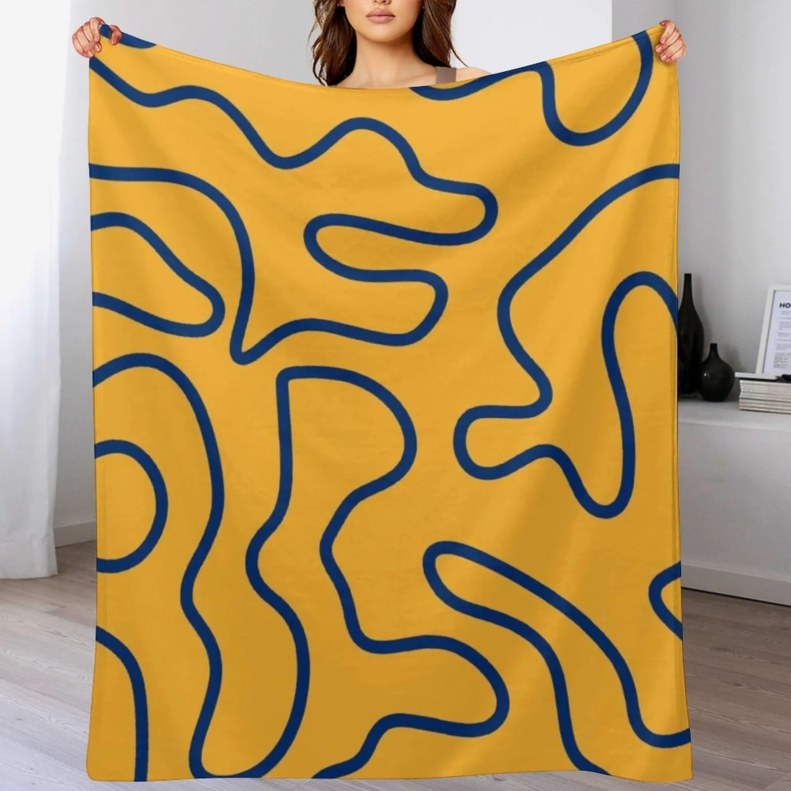 Squiggle Maze Minimalist Abstract Pattern in Navy Blue and Mustard Yellow Throw Blanket Fade Resistant Durable Throw Blanket
Squiggle Maze Minimalist Abstract Pattern in Navy Blue and Mustard Yellow Throw Blanket Fade Resistant Durable Throw Blanket